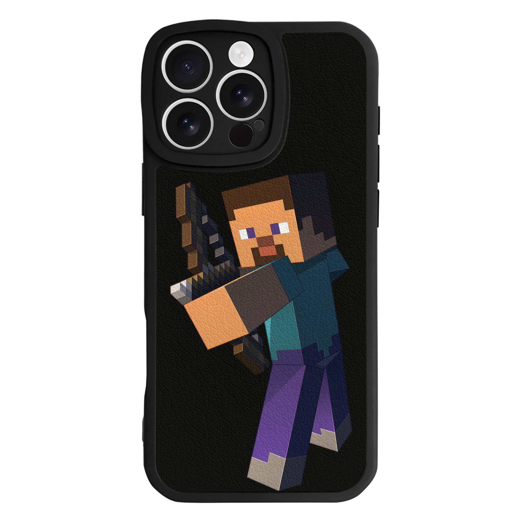 （画像用） マインクラフト ブロックの世界 Minecraft MC Block world 【iPhone 16シリーズ対応】シリコンスマホケース（レザー調） 材質：シリコン